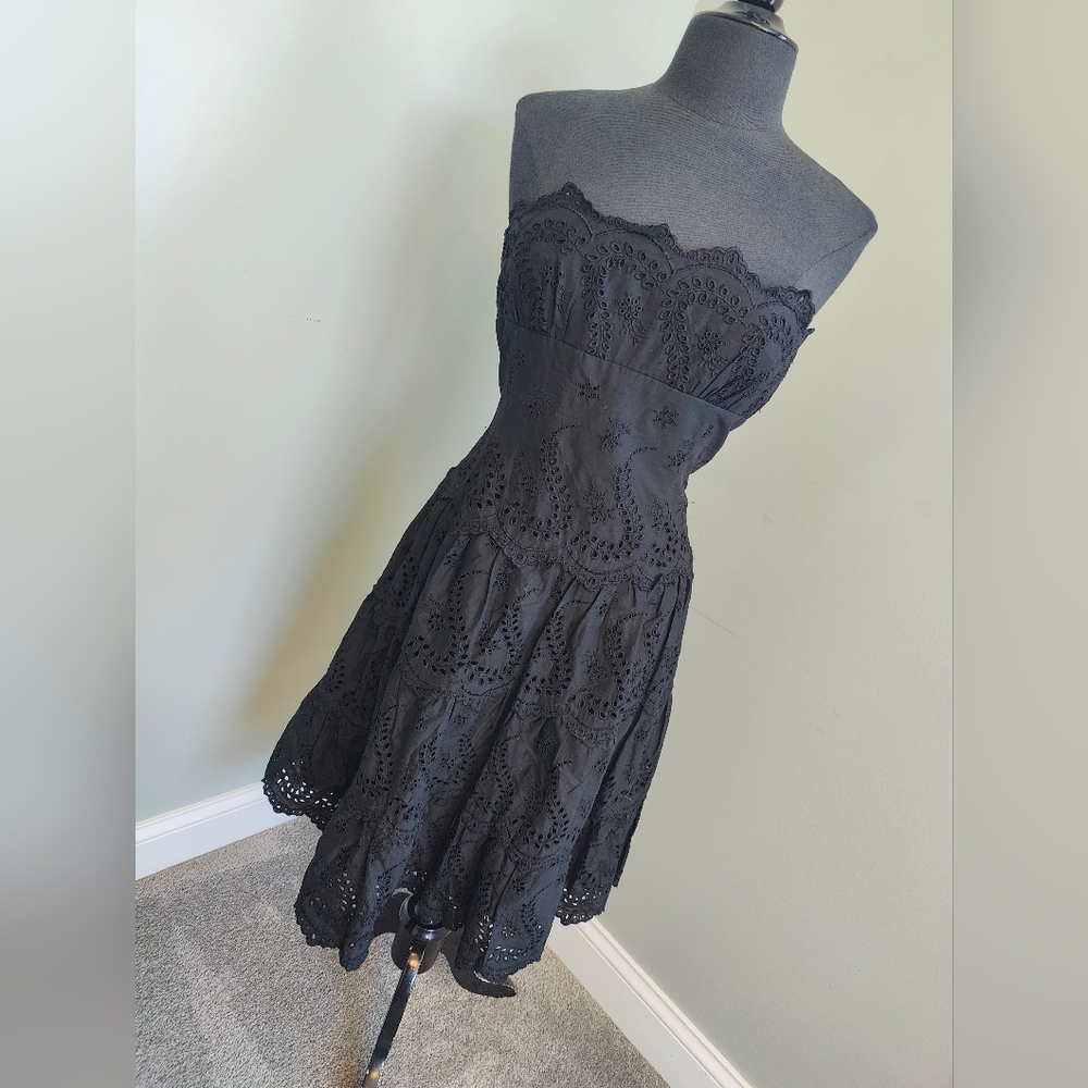 BCBG Max Azria Black Eyelet Dress Size 12